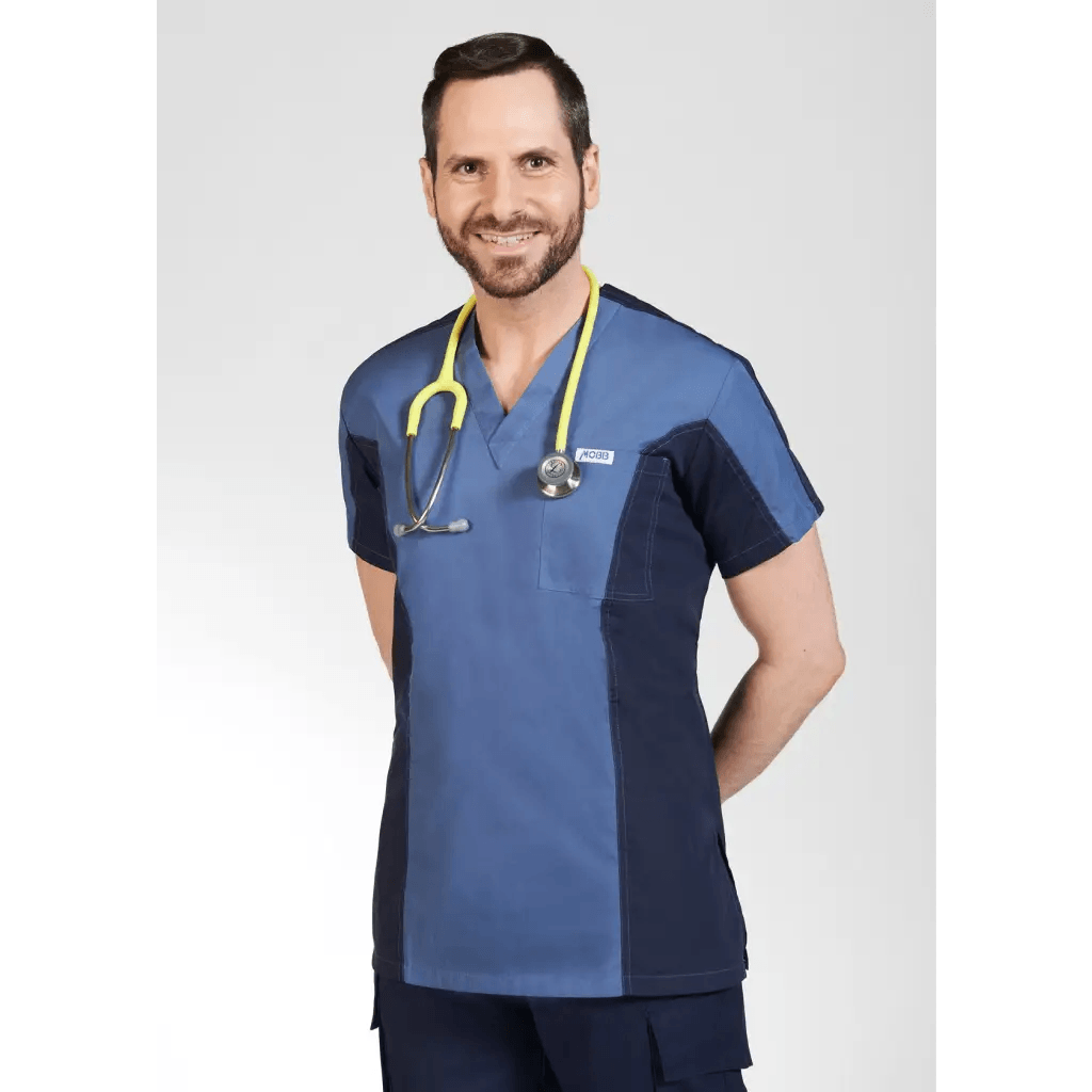 409T MEN'S TWO TONE SCRUB TOP - Theatrewrap