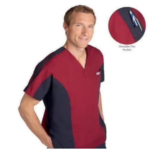 409T MEN'S TWO TONE SCRUB TOP - Theatrewrap